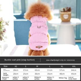 Dog Clothes Vest Warm Cotton With Buckle (Option: Pink-M)